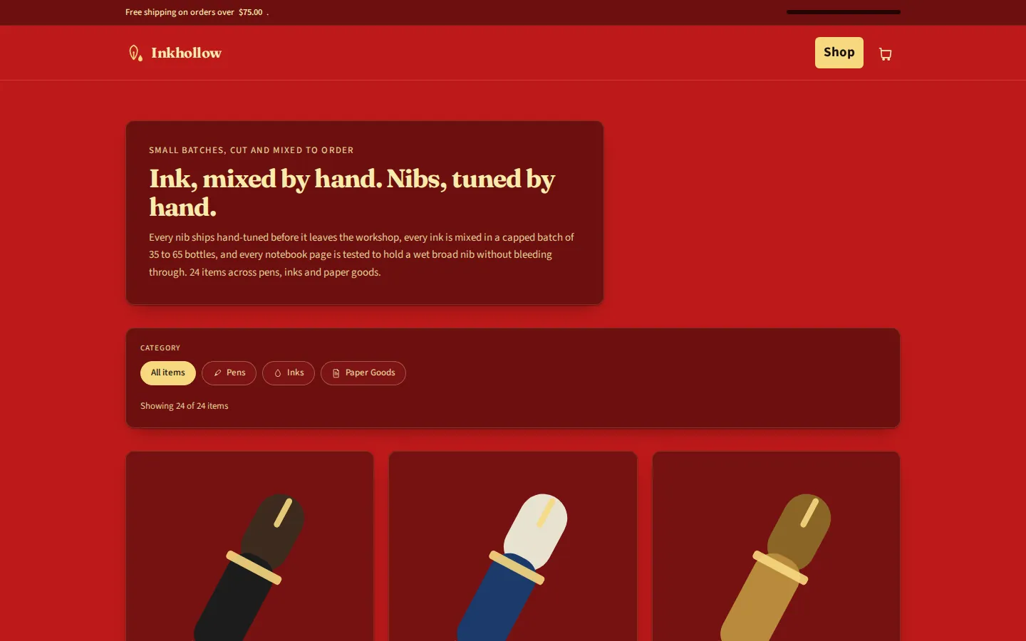 Inkhollow: pióra wieczne, atramenty i papier