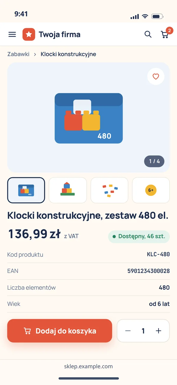Karta produktu w sklepie na Shoperze na telefonie: cena z VAT, dostępność, kod produktu, EAN, zdjęcia i przycisk dodania do koszyka