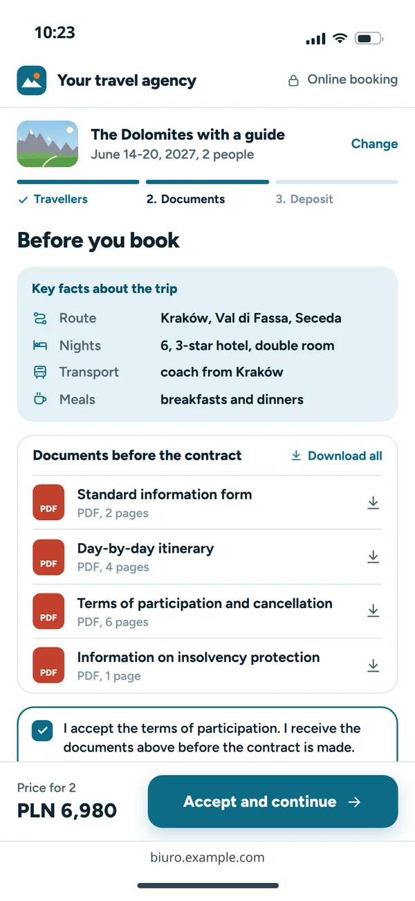 Documents to accept before booking