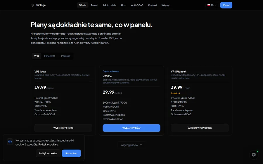 Sinlege VPS and Minecraft pricing